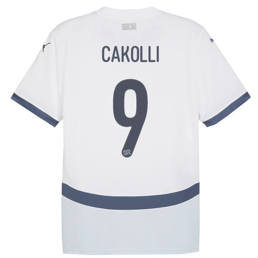 Danxen Dětské Švýcarsko Dion Cakolli #9 Bílý Daleko Hráčské Dresy 24-26 Dres