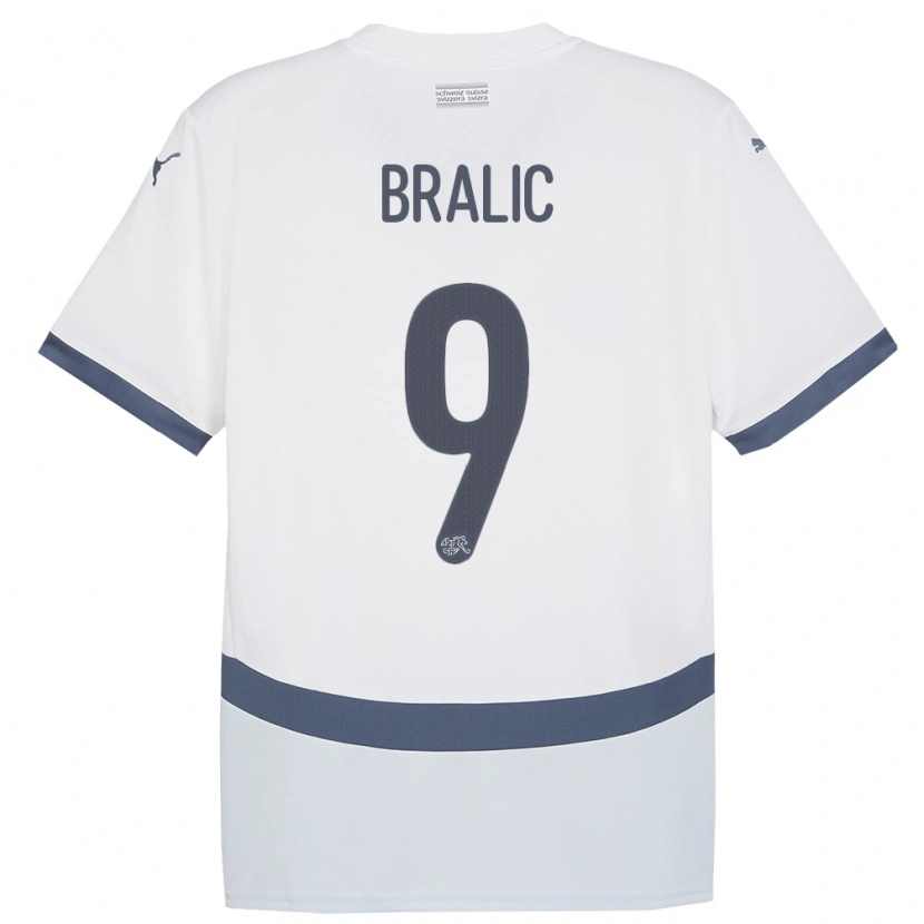 Danxen Dětské Švýcarsko Josip Bralic #9 Bílý Daleko Hráčské Dresy 24-26 Dres