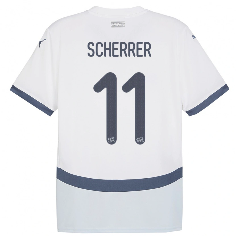 Danxen Dětské Švýcarsko Nevio Scherrer #11 Bílý Daleko Hráčské Dresy 24-26 Dres