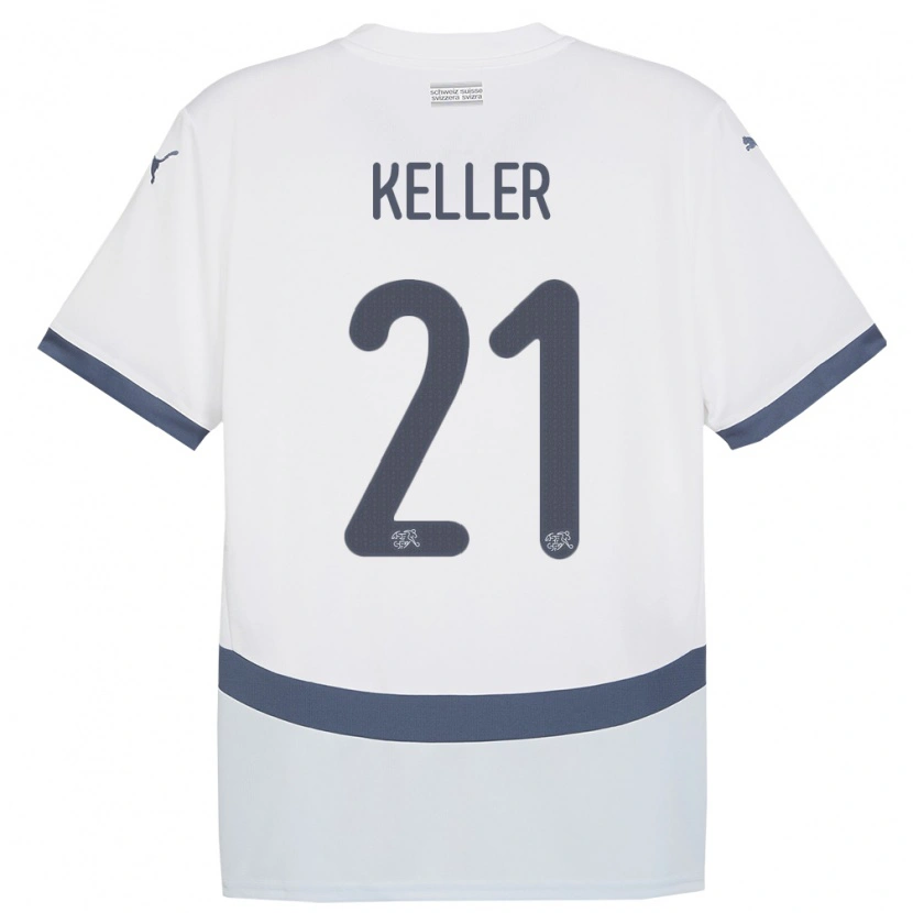 Danxen Dětské Švýcarsko Marvin Keller #21 Bílý Daleko Hráčské Dresy 24-26 Dres