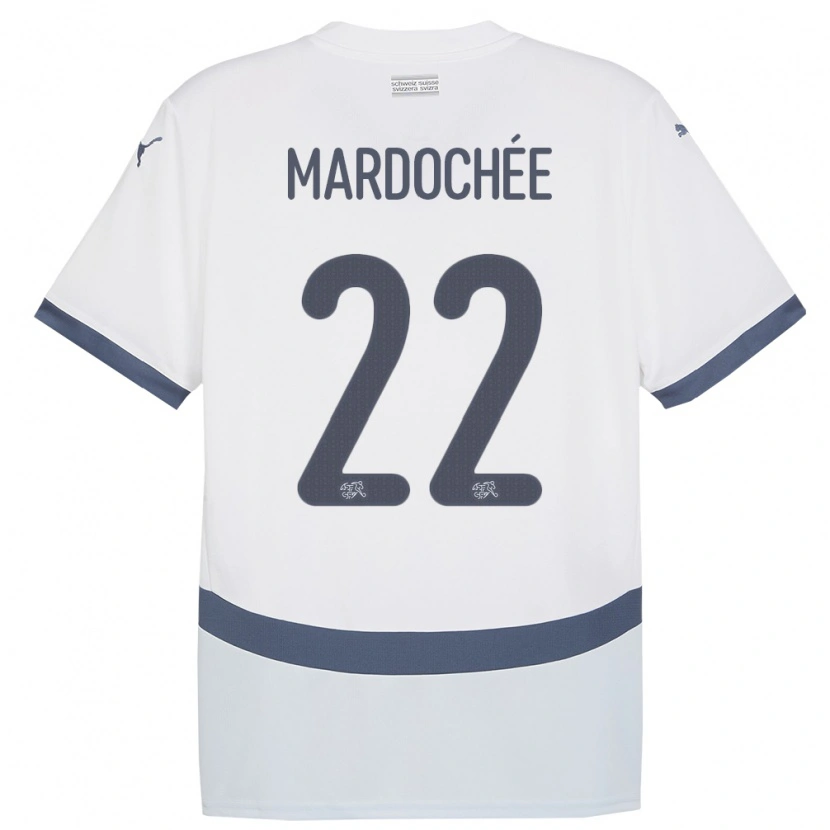 Danxen Dětské Švýcarsko Miguel Mardochée #22 Bílý Daleko Hráčské Dresy 24-26 Dres