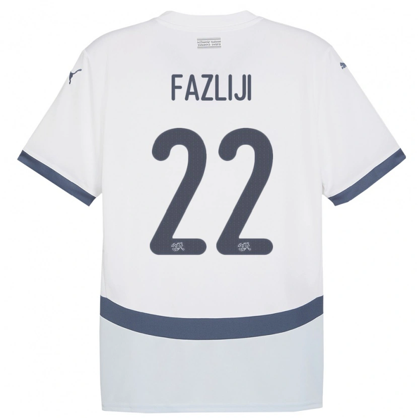 Danxen Dětské Švýcarsko Anid Fazliji #22 Bílý Daleko Hráčské Dresy 24-26 Dres