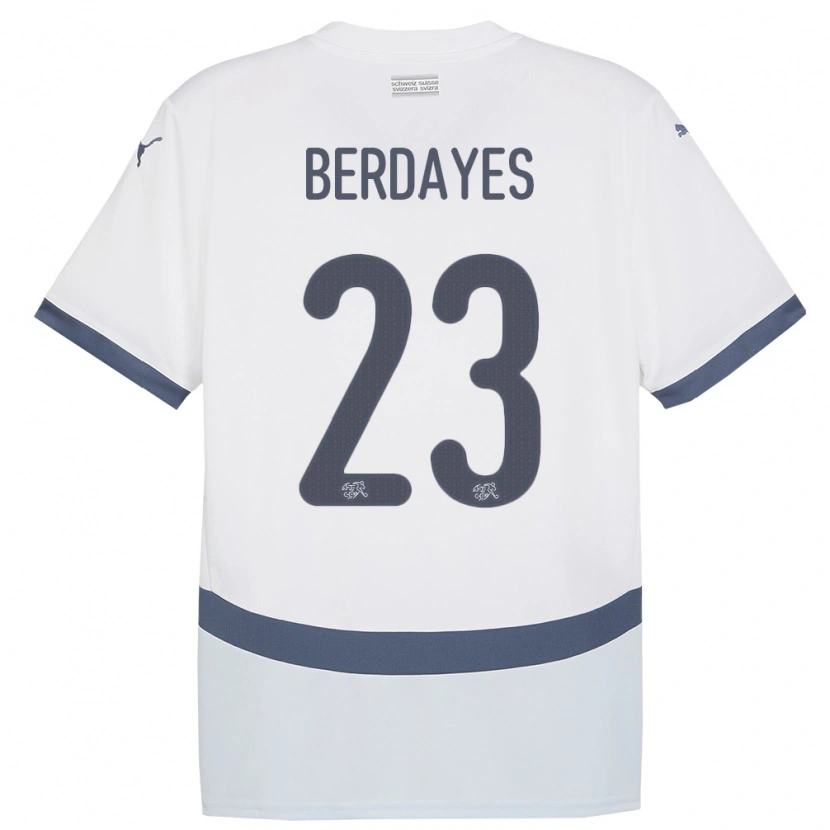 Danxen Dětské Švýcarsko Théo Berdayes #23 Bílý Daleko Hráčské Dresy 24-26 Dres