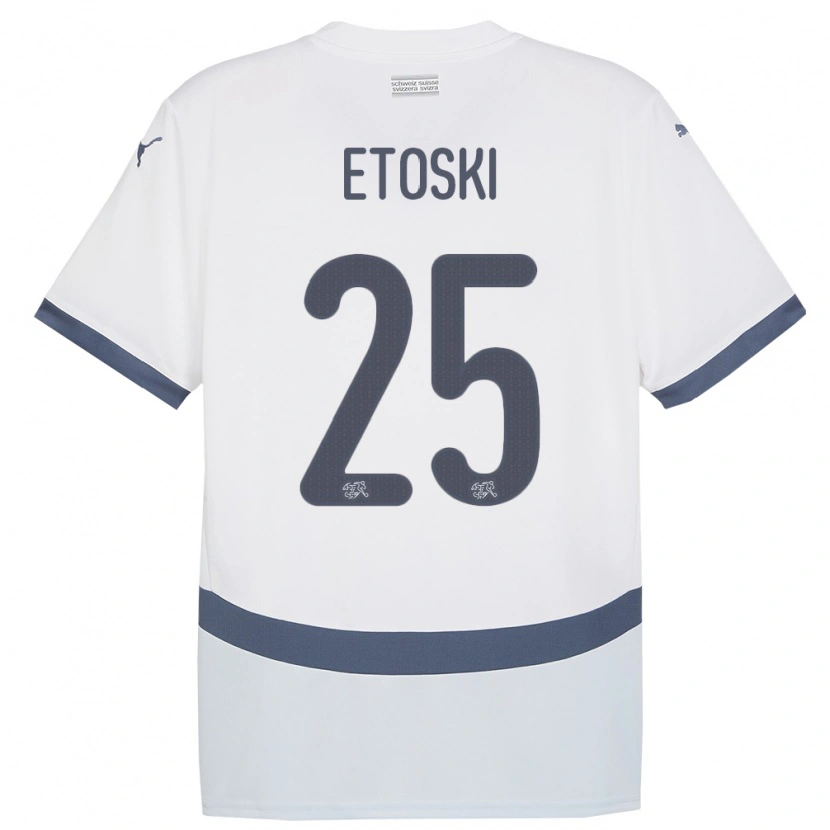 Danxen Dětské Švýcarsko Edin Etoski #25 Bílý Daleko Hráčské Dresy 24-26 Dres