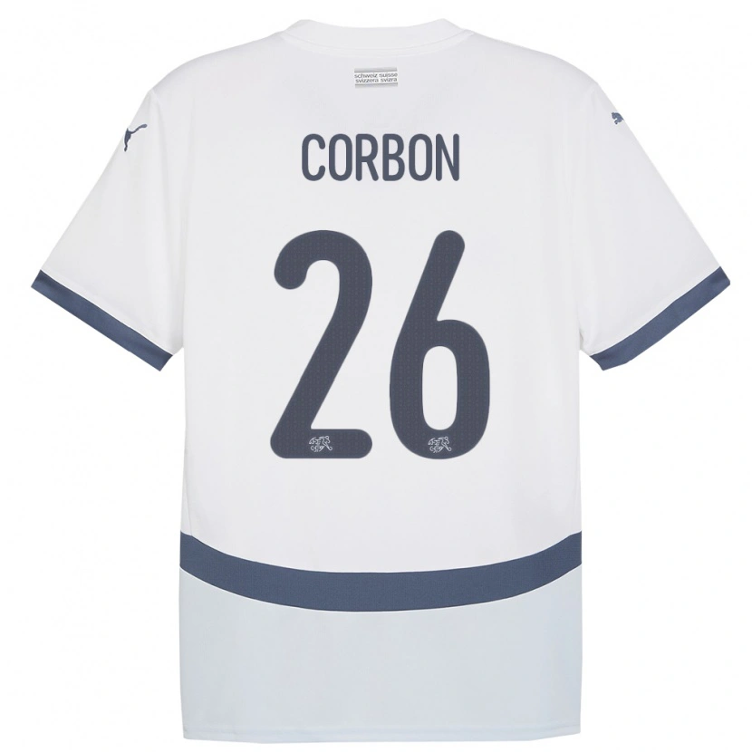 Danxen Dětské Švýcarsko Max Corbon #26 Bílý Daleko Hráčské Dresy 24-26 Dres
