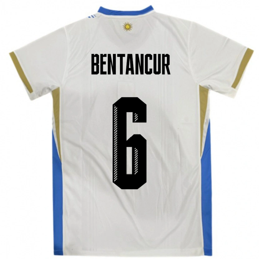 Danxen Dětské Uruguay Rodrigo Bentancur #6 Bílá Modrá Daleko Hráčské Dresy 24-26 Dres
