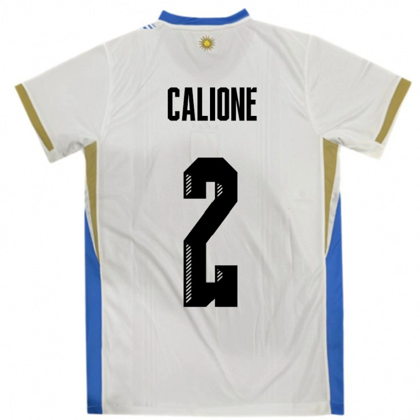 Danxen Dětské Uruguay Paolo Calione #2 Bílá Modrá Daleko Hráčské Dresy 24-26 Dres