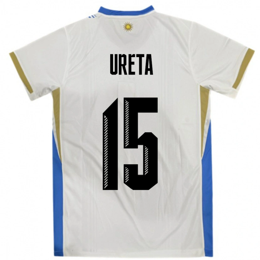 Danxen Dětské Uruguay Mateo Ureta #15 Bílá Modrá Daleko Hráčské Dresy 24-26 Dres