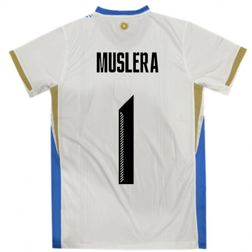 Danxen Dětské Uruguay Fernando Muslera #1 Bílá Modrá Daleko Hráčské Dresy 24-26 Dres