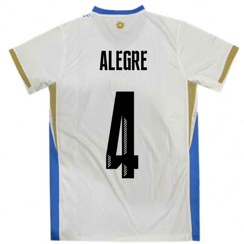 Danxen Dětské Uruguay Ignacio Alegre #4 Bílá Modrá Daleko Hráčské Dresy 24-26 Dres
