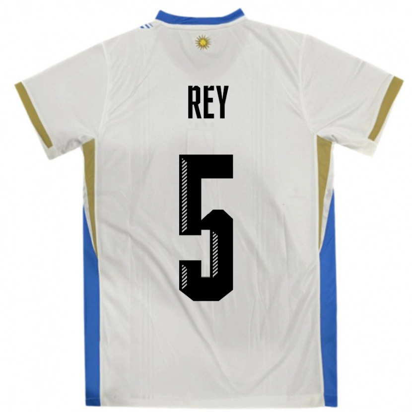 Danxen Dětské Uruguay Rodrigo Rey #5 Bílá Modrá Daleko Hráčské Dresy 24-26 Dres
