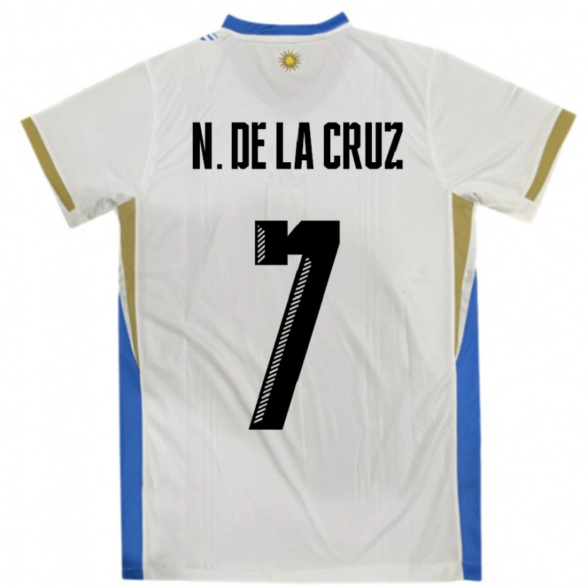 Danxen Dětské Uruguay Nicolas De La Cruz #7 Bílá Modrá Daleko Hráčské Dresy 24-26 Dres