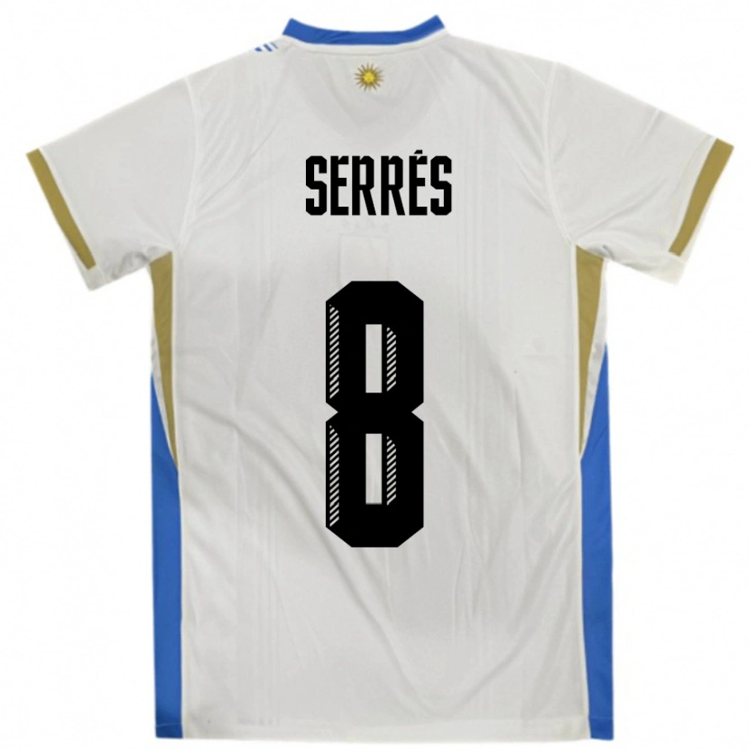 Danxen Dětské Uruguay Felipe Serres #8 Bílá Modrá Daleko Hráčské Dresy 24-26 Dres