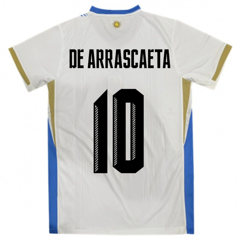 Danxen Dětské Uruguay Giorgian De Arrascaeta #10 Bílá Modrá Daleko Hráčské Dresy 24-26 Dres