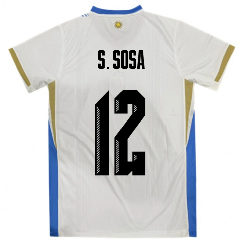 Danxen Dětské Uruguay Sebastian Sosa #12 Bílá Modrá Daleko Hráčské Dresy 24-26 Dres
