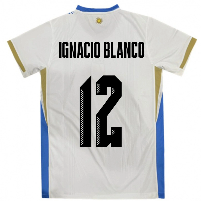 Danxen Dětské Uruguay Juan Ignacio Blanco #12 Bílá Modrá Daleko Hráčské Dresy 24-26 Dres