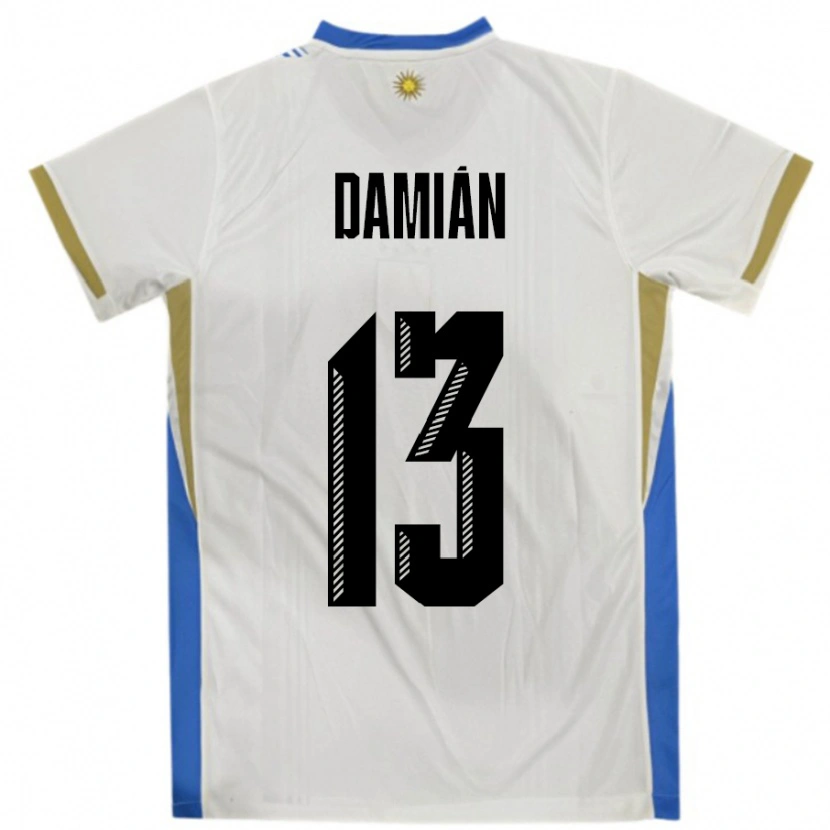 Danxen Dětské Uruguay Damian Suarez #13 Bílá Modrá Daleko Hráčské Dresy 24-26 Dres