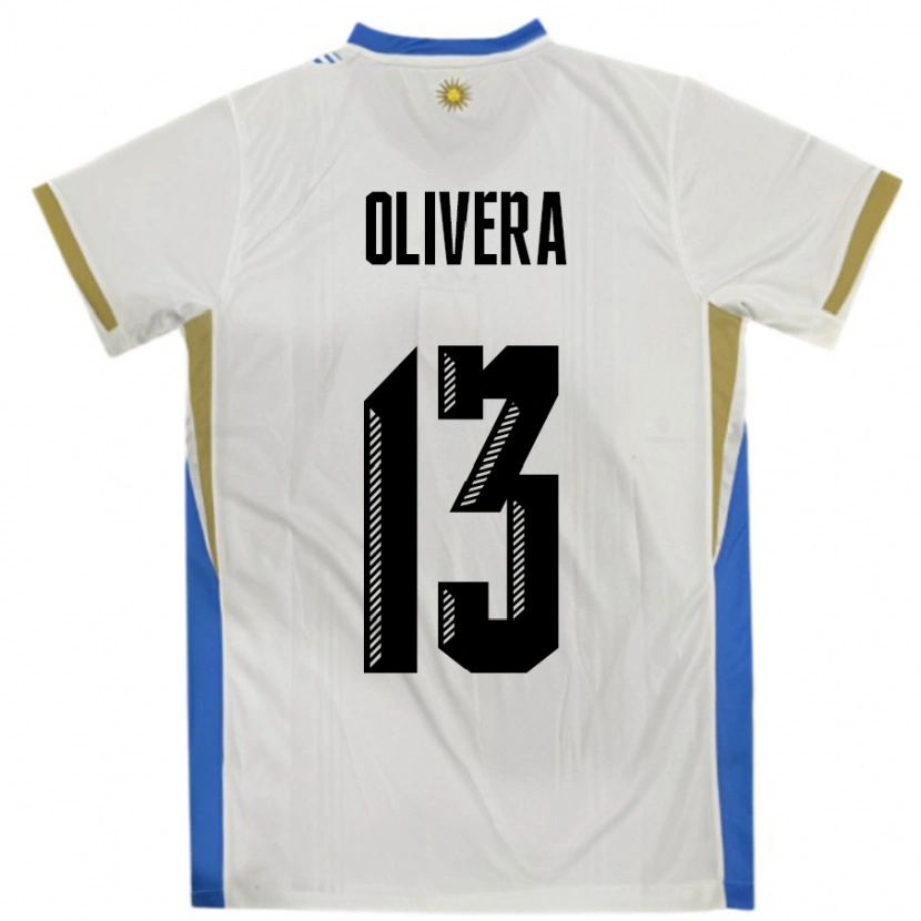 Danxen Dětské Uruguay Sofia Olivera #13 Bílá Modrá Daleko Hráčské Dresy 24-26 Dres