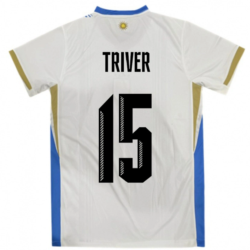 Danxen Dětské Uruguay Francisco Triver #15 Bílá Modrá Daleko Hráčské Dresy 24-26 Dres