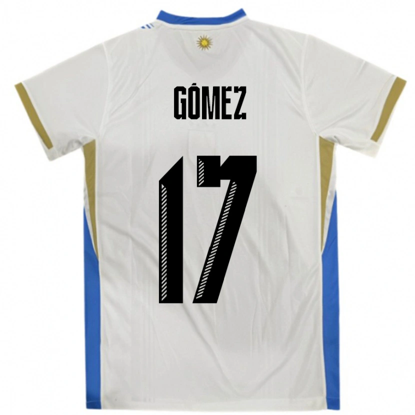 Danxen Dětské Uruguay Cecilia Gomez #17 Bílá Modrá Daleko Hráčské Dresy 24-26 Dres