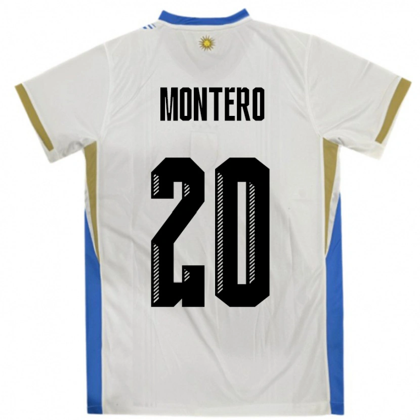Danxen Dětské Uruguay Alfonso Montero #20 Bílá Modrá Daleko Hráčské Dresy 24-26 Dres