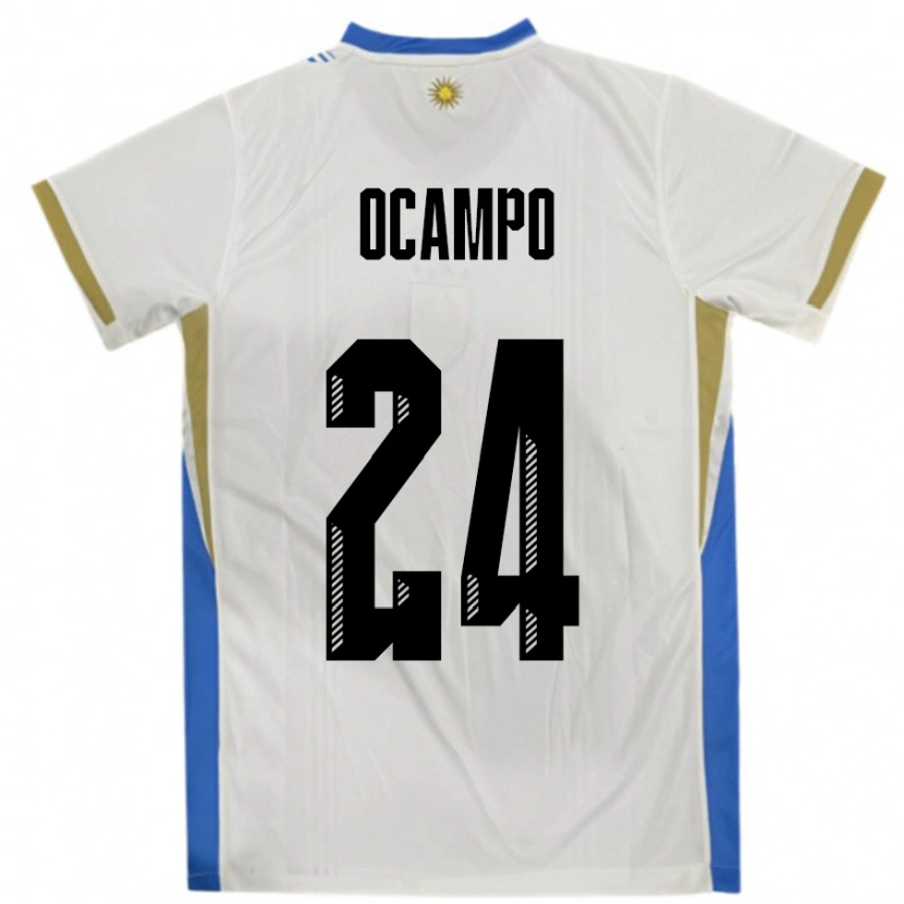 Danxen Dětské Uruguay Brian Ocampo #24 Bílá Modrá Daleko Hráčské Dresy 24-26 Dres