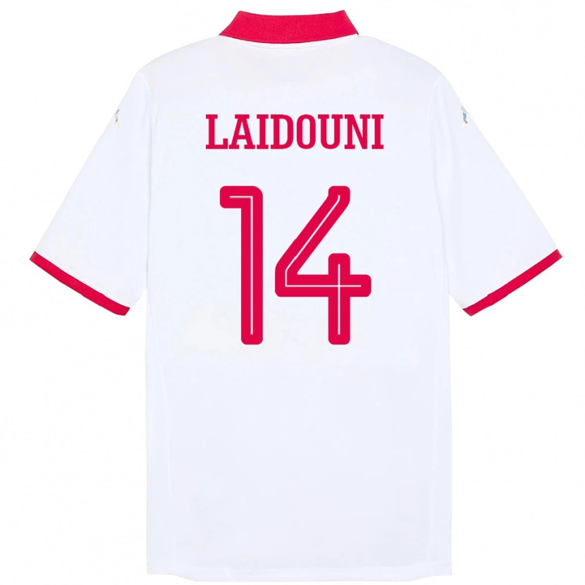 Danxen Dětské Tunisko Aïssa Laïdouni #14 Bílý Daleko Hráčské Dresy 24-26 Dres