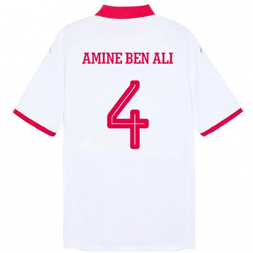 Danxen Dětské Tunisko Mohamed Amine Ben Ali #4 Bílý Daleko Hráčské Dresy 24-26 Dres