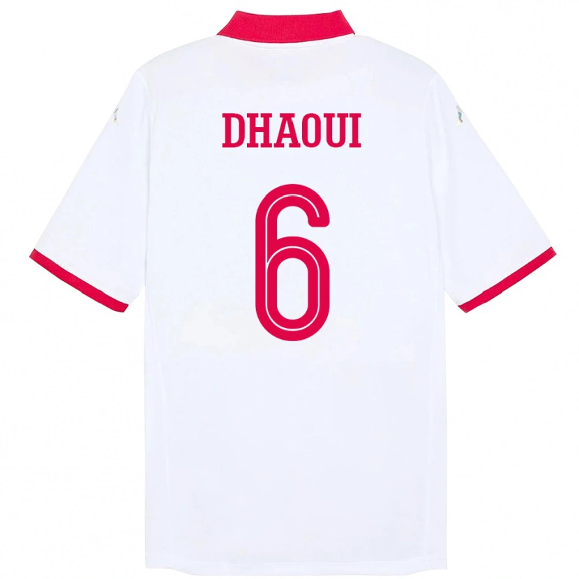 Danxen Dětské Tunisko Elyes Dhaoui #6 Bílý Daleko Hráčské Dresy 24-26 Dres