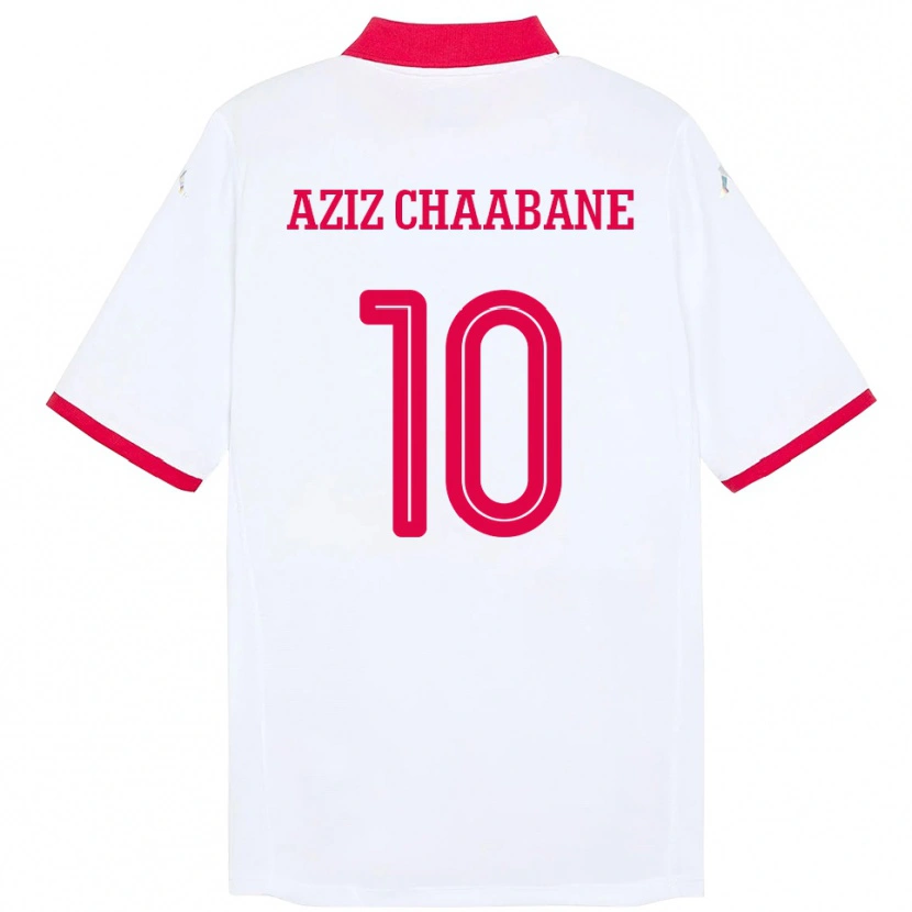 Danxen Dětské Tunisko Mohamed Aziz Chaabane #10 Bílý Daleko Hráčské Dresy 24-26 Dres