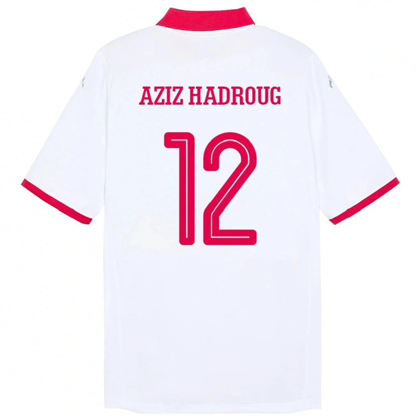 Danxen Dětské Tunisko Mohamed Aziz Hadroug #12 Bílý Daleko Hráčské Dresy 24-26 Dres