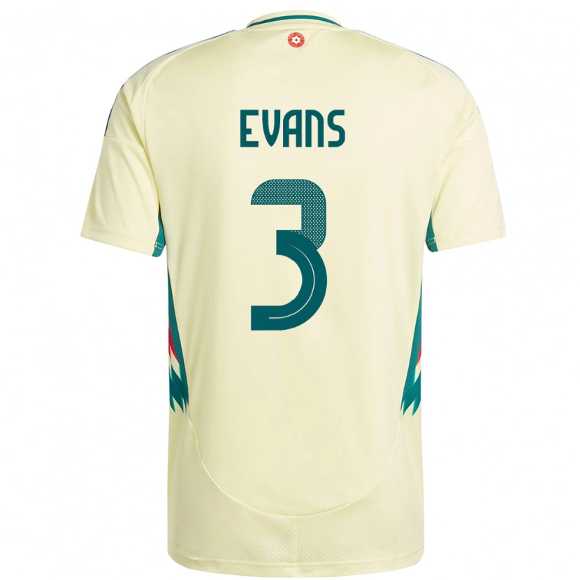 Danxen Dětské Wales Gemma Evans #3 Béžově Žlutá Daleko Hráčské Dresy 24-26 Dres