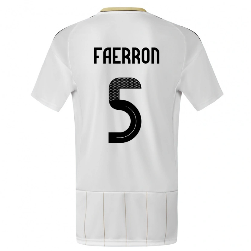 Danxen Dětské Kostarika Fernán Faerron #5 Bílý Daleko Hráčské Dresy 24-26 Dres