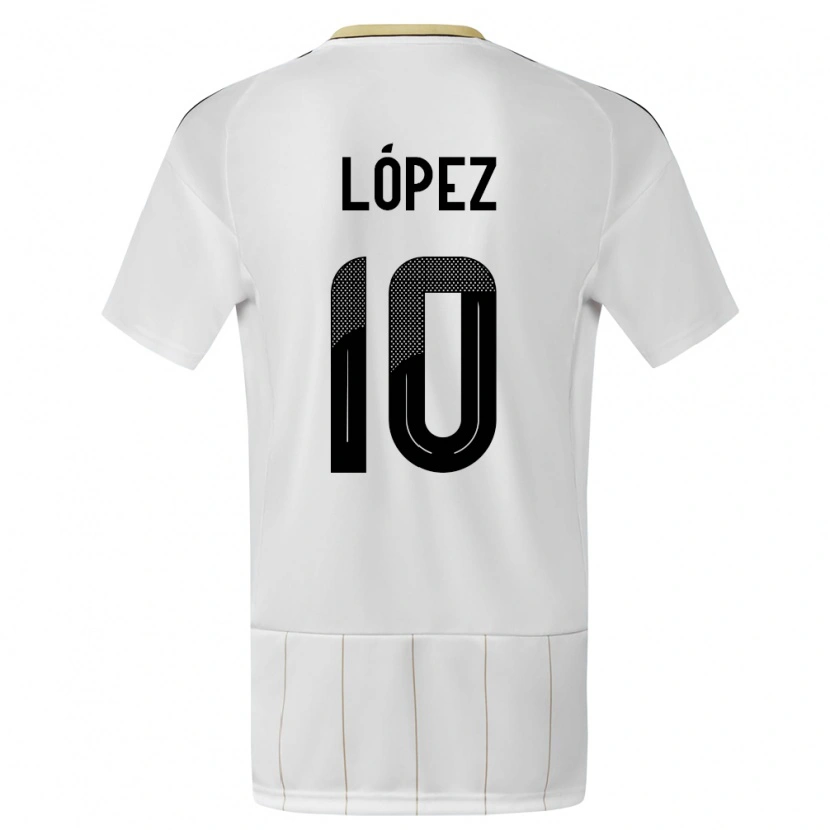 Danxen Dětské Kostarika Sebastián López #10 Bílý Daleko Hráčské Dresy 24-26 Dres