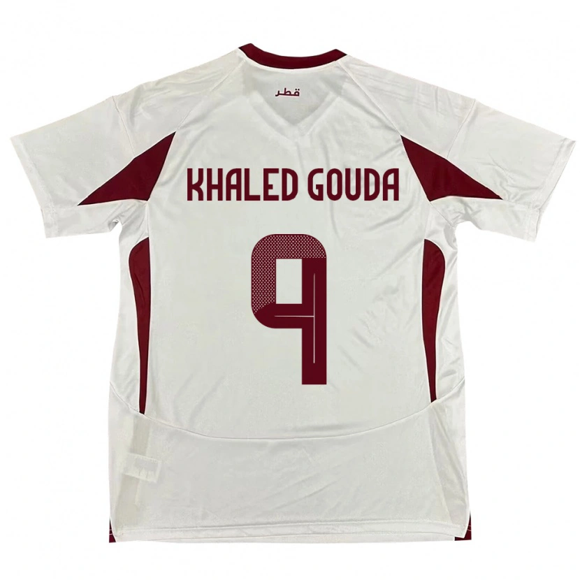 Danxen Dětské Katar Mohamed Khaled Gouda #9 Bílý Daleko Hráčské Dresy 24-26 Dres