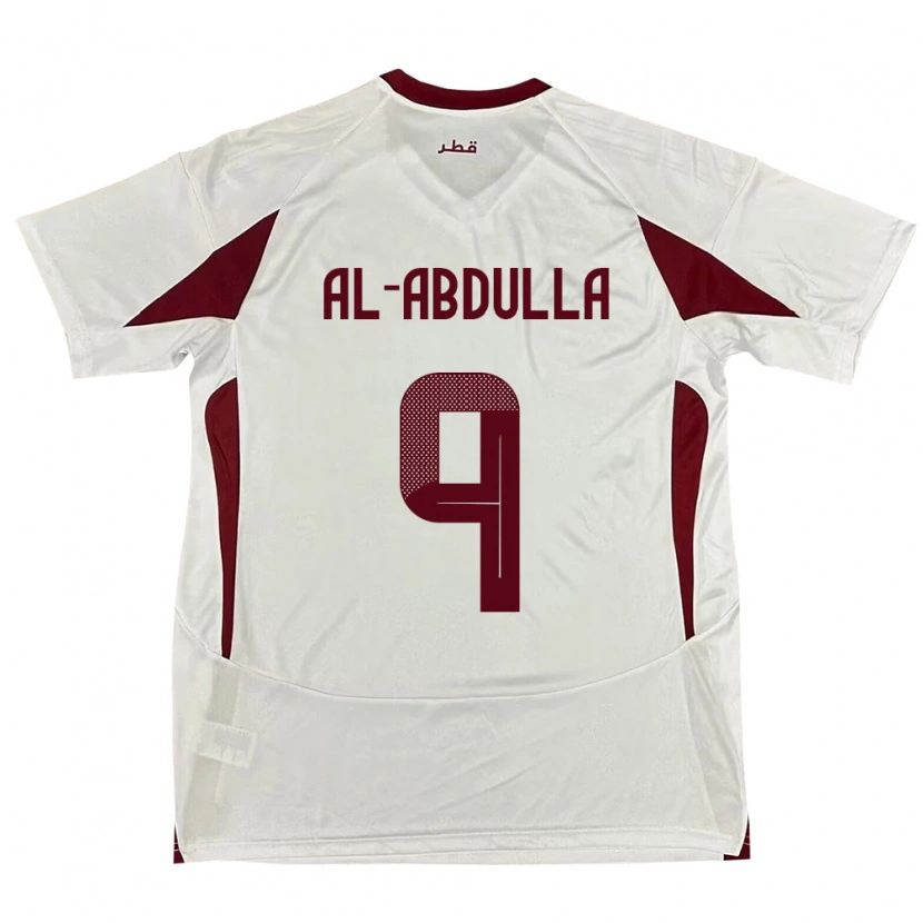 Danxen Dětské Katar Rashid Al-Abdulla #9 Bílý Daleko Hráčské Dresy 24-26 Dres