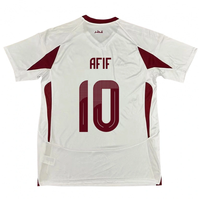 Danxen Dětské Katar Akram Afif #10 Bílý Daleko Hráčské Dresy 24-26 Dres
