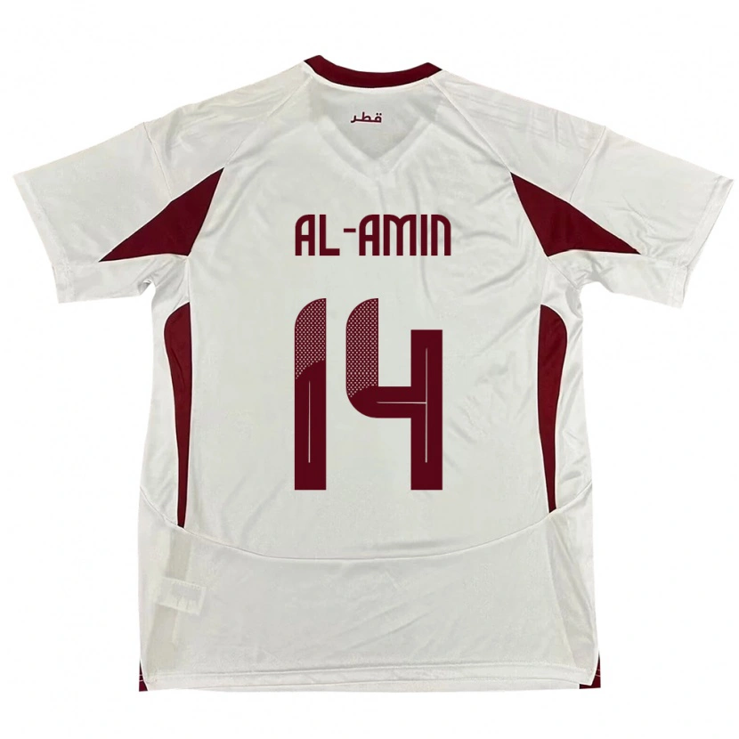 Danxen Dětské Katar Homam Al-Amin #14 Bílý Daleko Hráčské Dresy 24-26 Dres