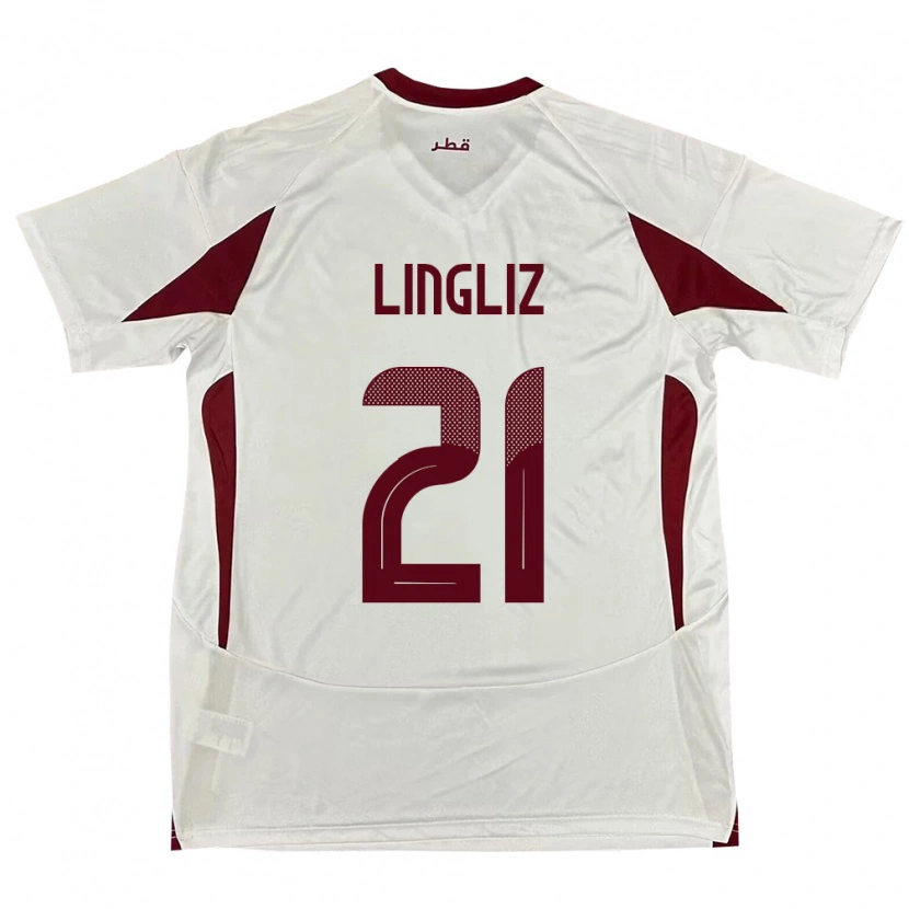 Danxen Dětské Katar Mohamed Lingliz #21 Bílý Daleko Hráčské Dresy 24-26 Dres