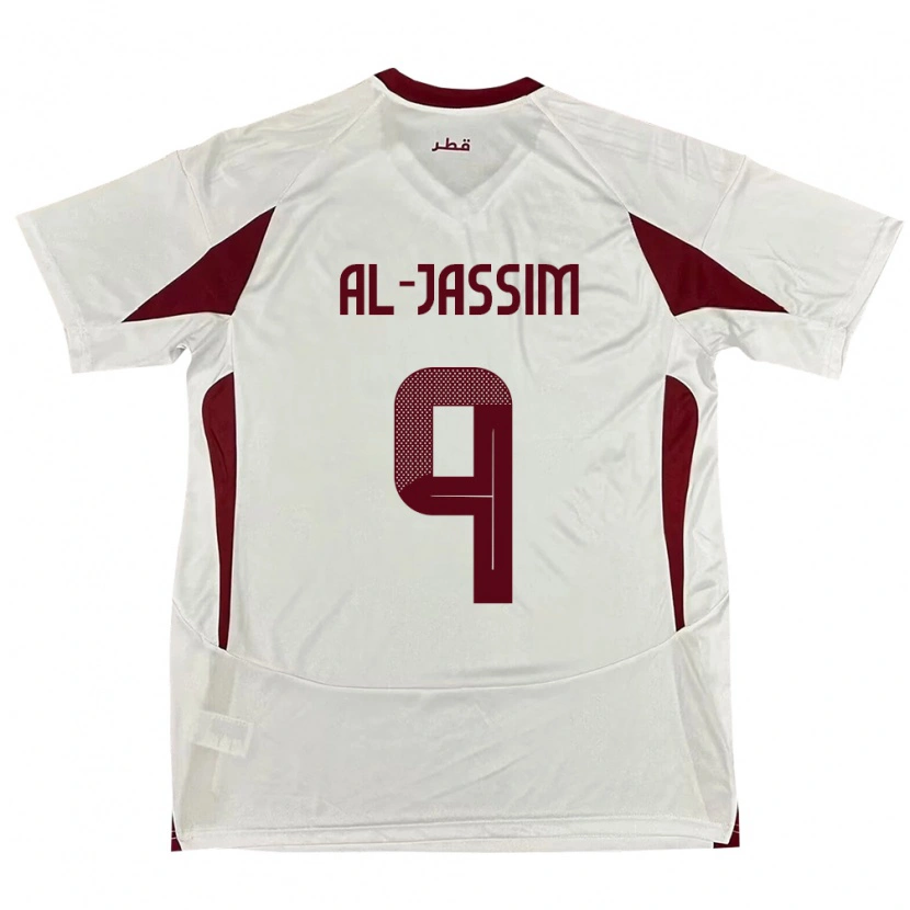 Danxen Dětské Katar Kholoud Al Jassim #9 Bílý Daleko Hráčské Dresy 24-26 Dres