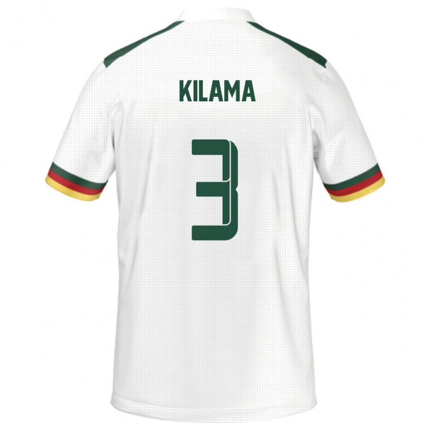 Danxen Dětské Kamerun Guy-Marcelin Kilama #3 Bílý Daleko Hráčské Dresy 24-26 Dres