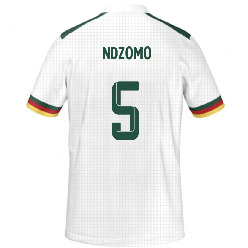 Danxen Dětské Kamerun Barnabe Ndzomo #5 Bílý Daleko Hráčské Dresy 24-26 Dres