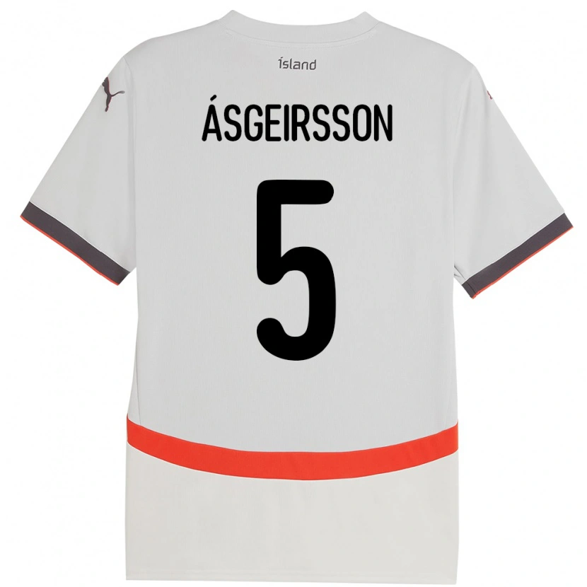 Danxen Dětské Island Sölvi Snaer Ásgeirsson #5 Bílý Daleko Hráčské Dresy 24-26 Dres
