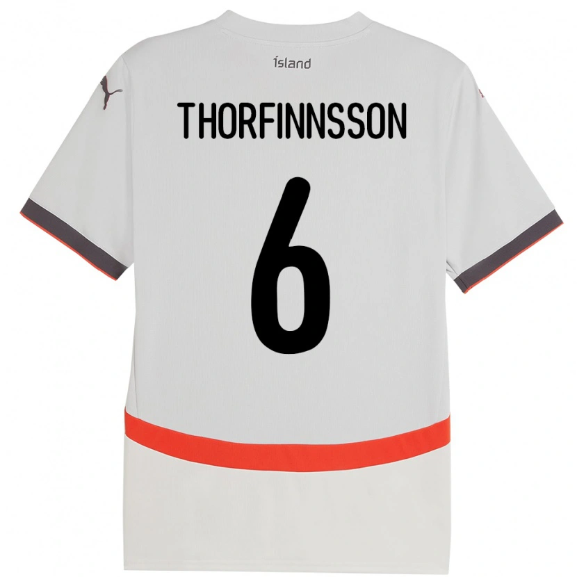 Danxen Dětské Island Mikael Máni Thorfinnsson #6 Bílý Daleko Hráčské Dresy 24-26 Dres