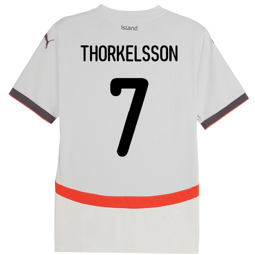 Danxen Dětské Island Róbert Frosti Thorkelsson #7 Bílý Daleko Hráčské Dresy 24-26 Dres
