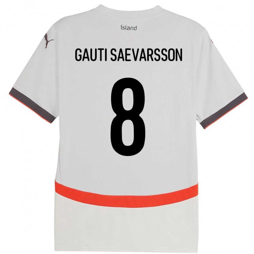 Danxen Dětské Island Gudmar Gauti Saevarsson #8 Bílý Daleko Hráčské Dresy 24-26 Dres