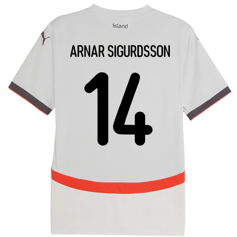 Danxen Dětské Island Jón Arnar Sigurdsson #14 Bílý Daleko Hráčské Dresy 24-26 Dres