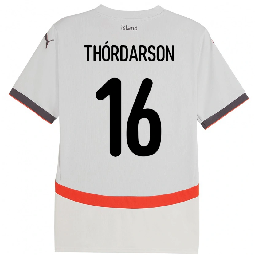 Danxen Dětské Island Gísli Thórdarson #16 Bílý Daleko Hráčské Dresy 24-26 Dres