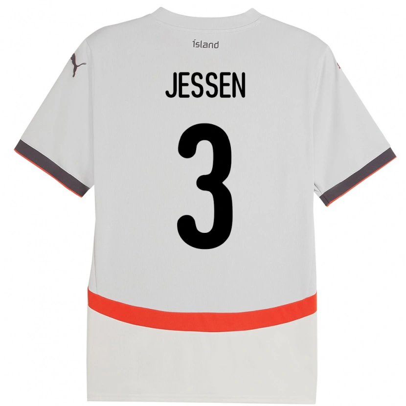 Danxen Dětské Island Sandra Jessen #3 Bílý Daleko Hráčské Dresy 24-26 Dres