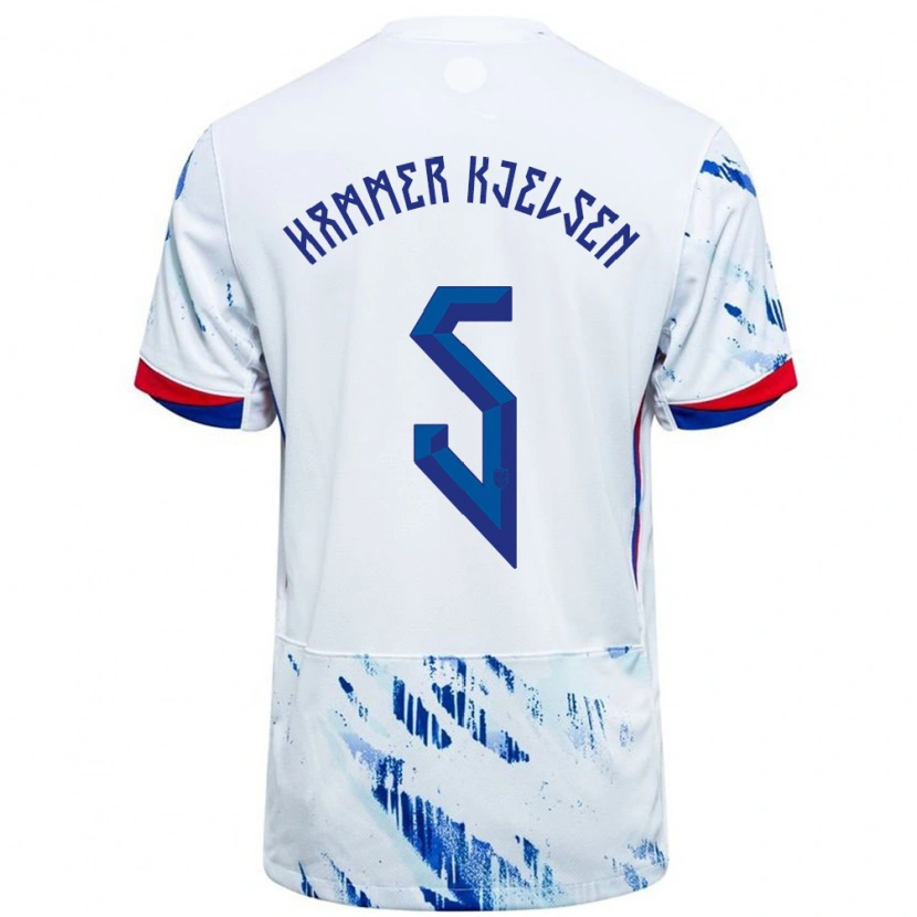 Danxen Dětské Norsko Aleksander Hammer Kjelsen #5 Bílá Modrá Daleko Hráčské Dresy 24-26 Dres